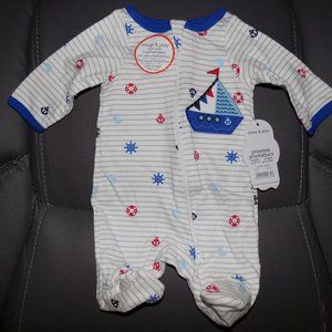 Wonder Nation Striped Nautical Sail Boat Footie
